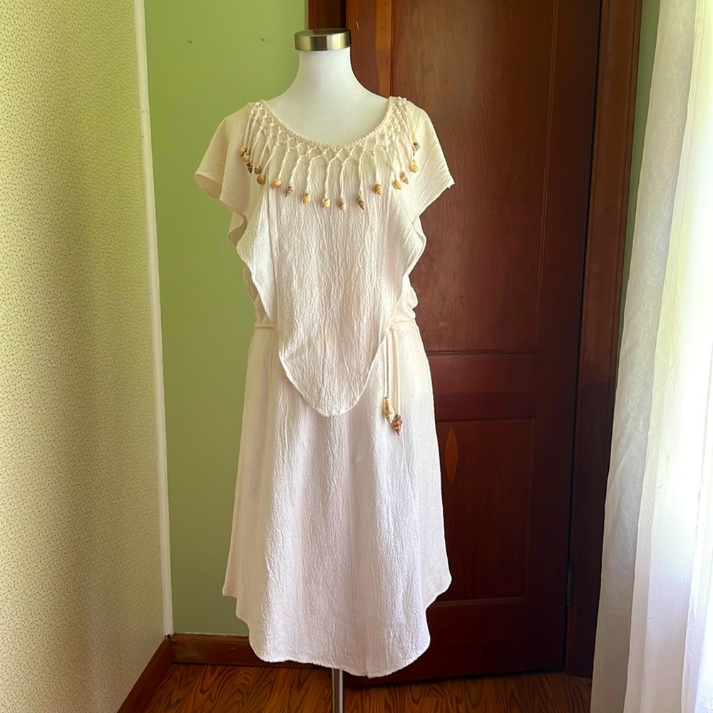 VINTAGE Skinsuit Seashell Cotton Dress, Size M
